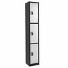 Adiroffice Large 3 Door Locker, Black Body With White Doors ADI629-203-B-W